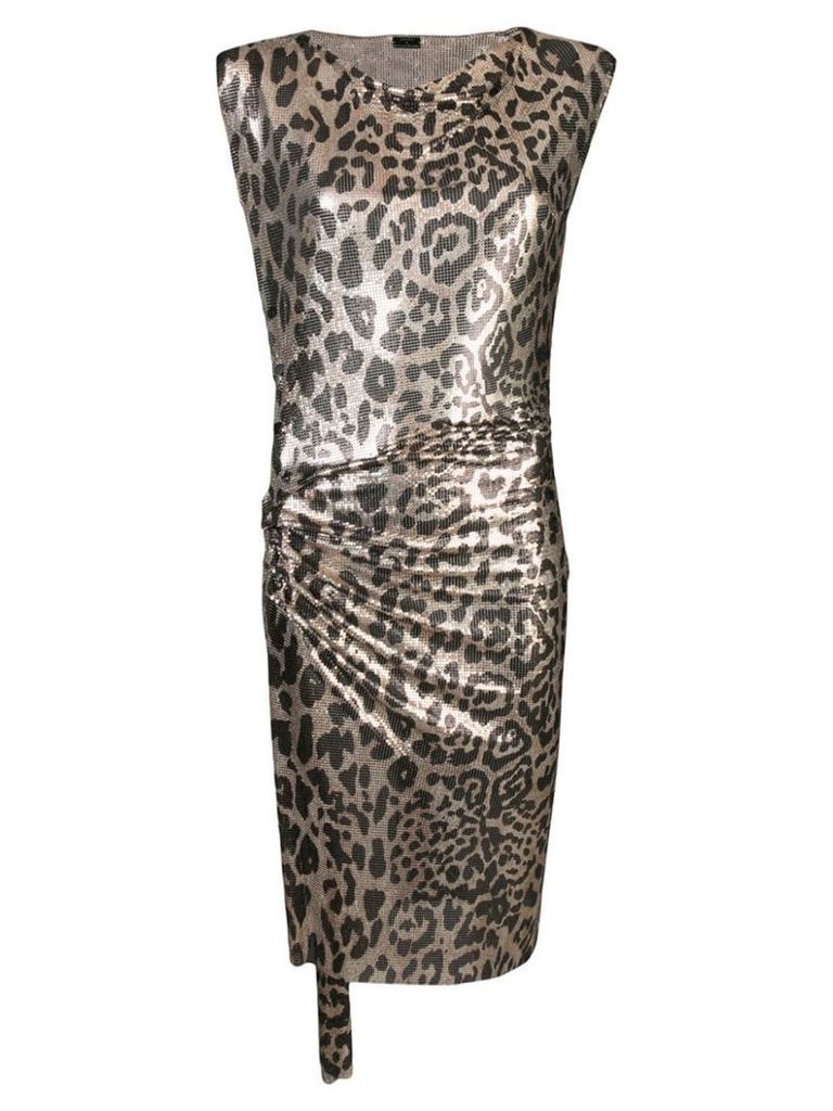Paco Rabanne metallic leopard pattern dress - GOLD