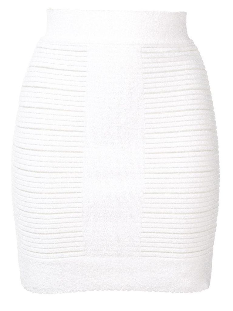 Balmain ribbed knit skirt - White