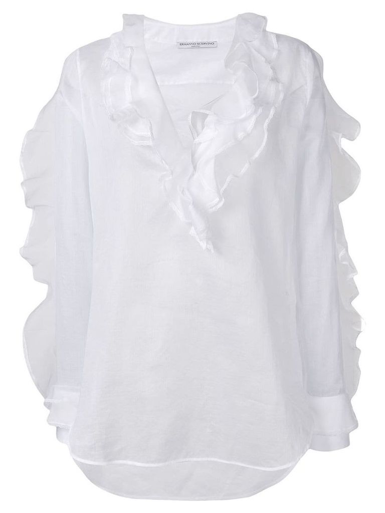 Ermanno Scervino frilled longsleeved blouse - White