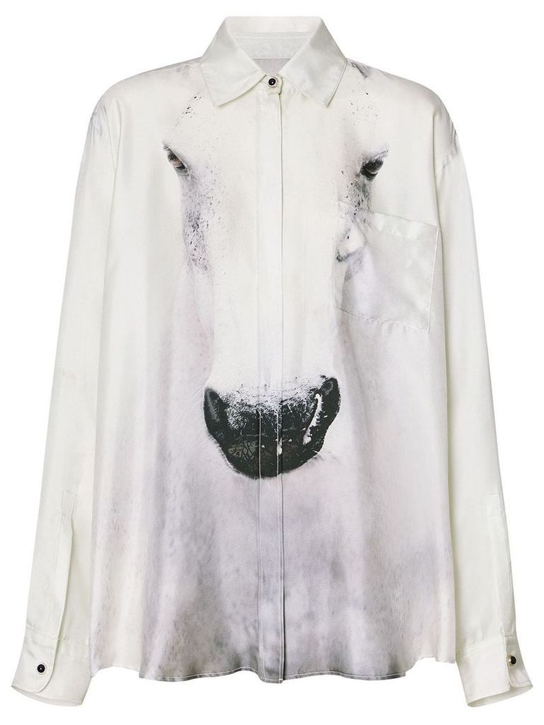 Burberry Unicorn Print Silk Shirt - Grey