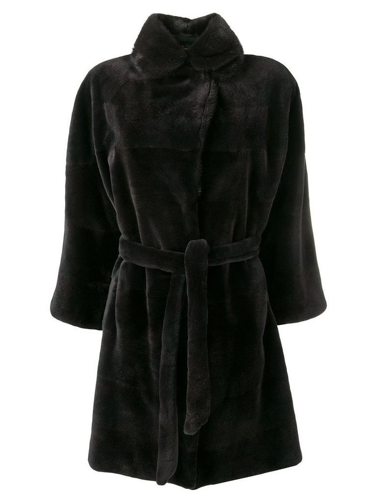 Liska classic trimmed coat - Black