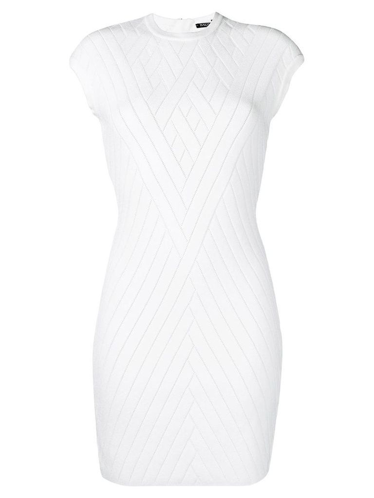 Balmain ribbed knit fitted dress - White
