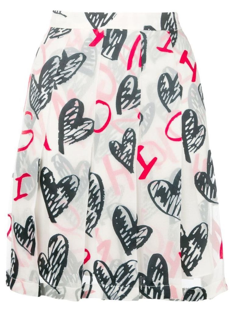 Moschino heart print pleated skirt - White