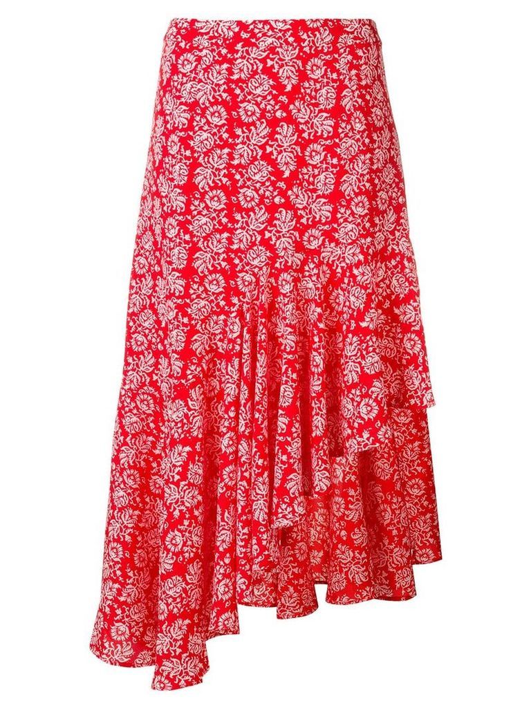 Jovonna floral print asymmetric skirt - Red