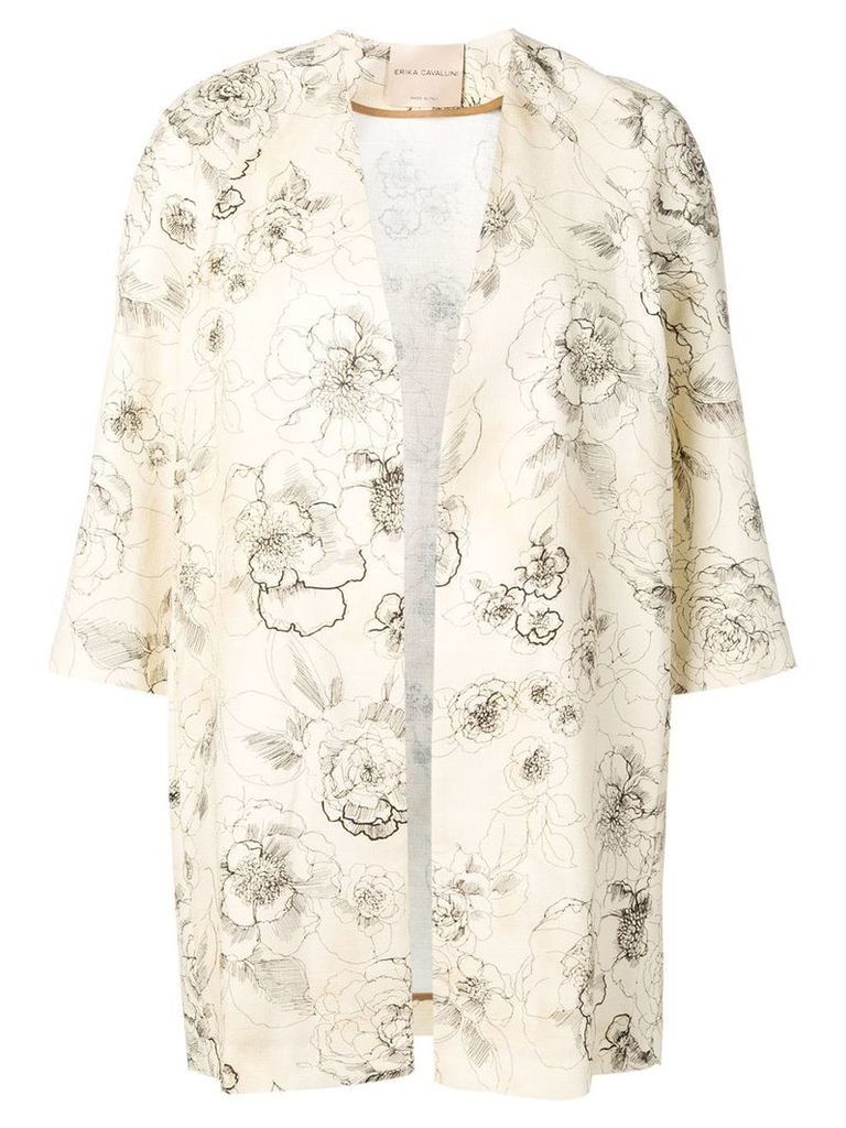 Erika Cavallini floral print open coat - Neutrals
