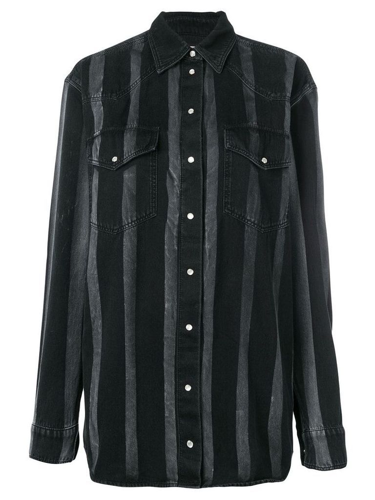 Faith Connexion striped shirt jacket - Black
