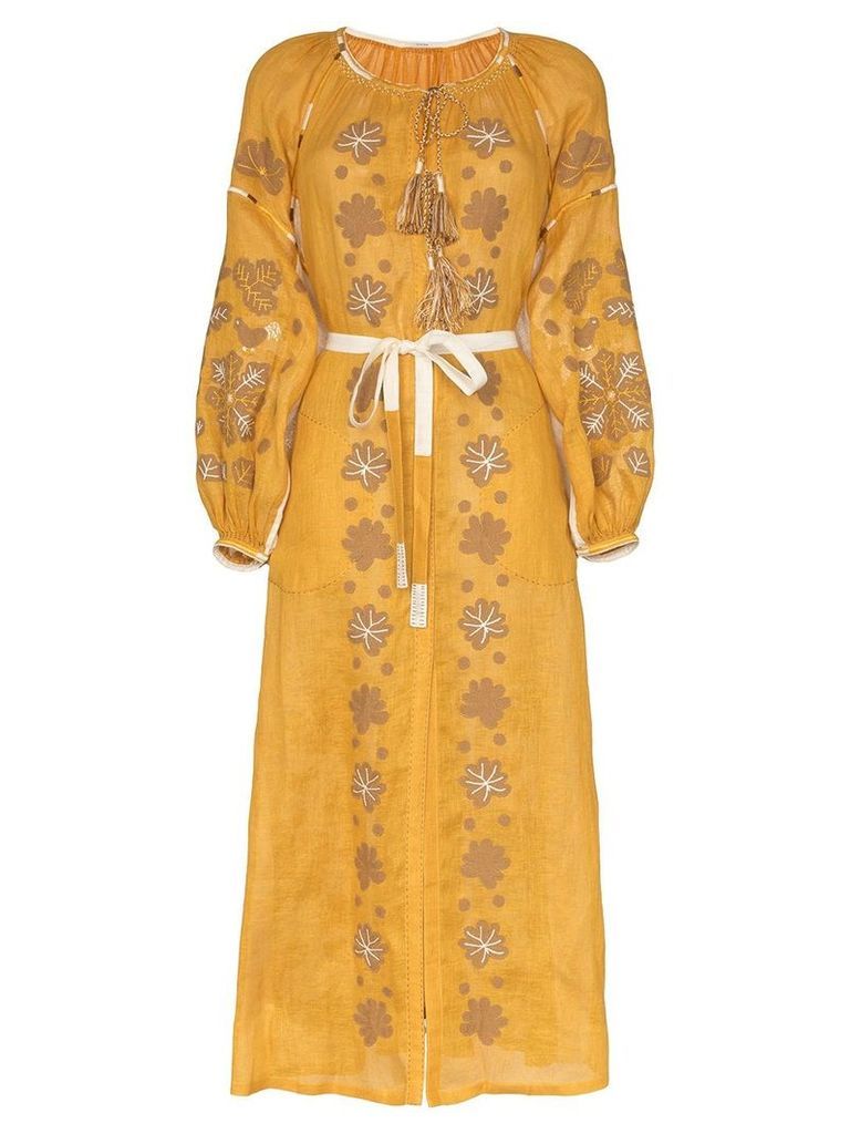 Vita Kin Forest clover linen maxi dress - Yellow