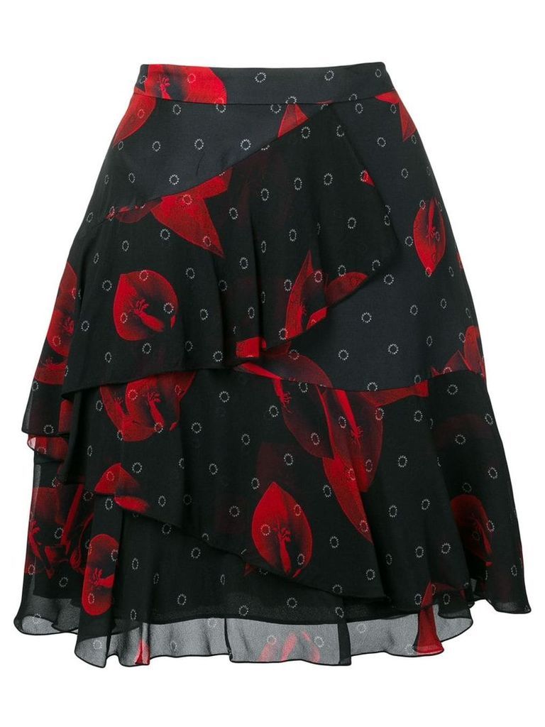 Karl Lagerfeld floral ruffle skirt - Black