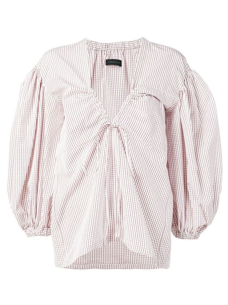Eudon Choi oversized check blouse - White