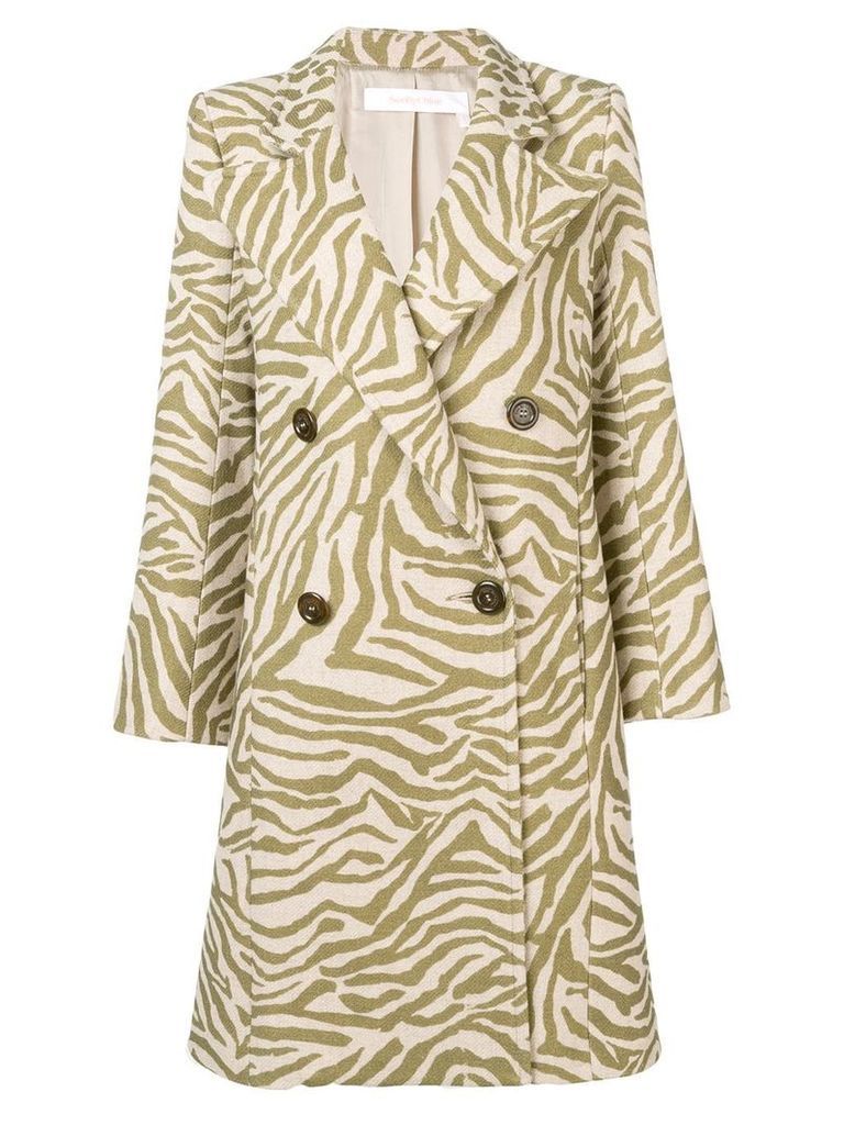 See by Chloé zebra print coat - Neutrals