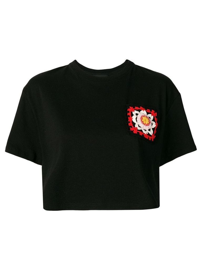 Alanui crochet patch cropped T-shirt - Black