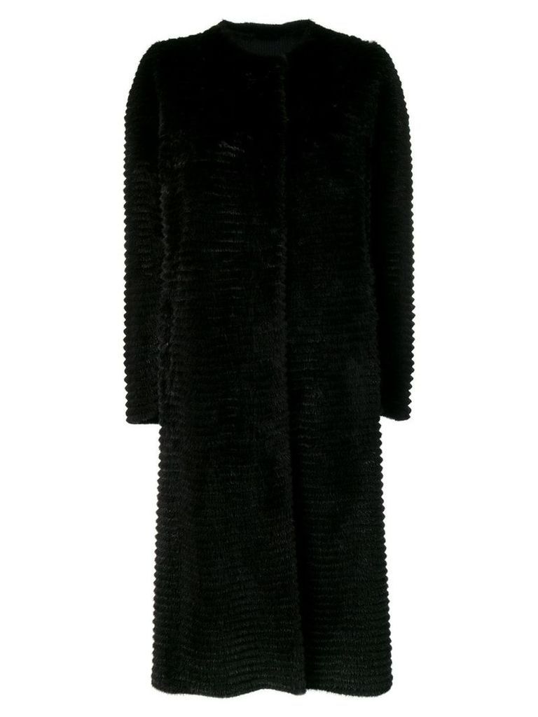 Liska textured single-breasted coat - Black