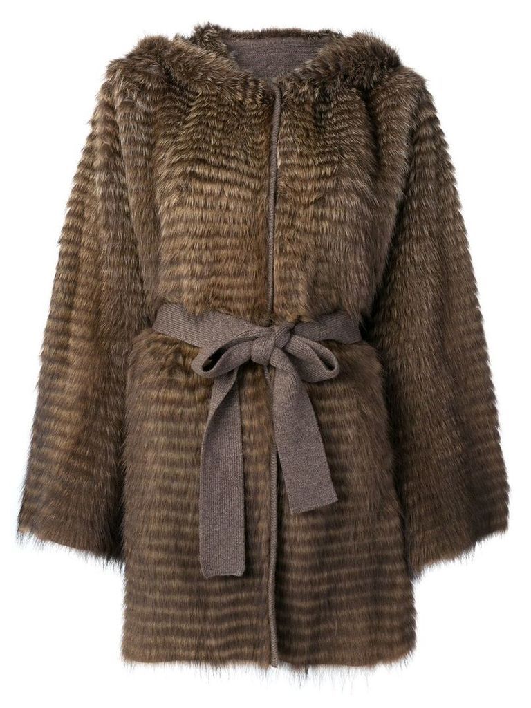 Liska belted fur coat - Brown