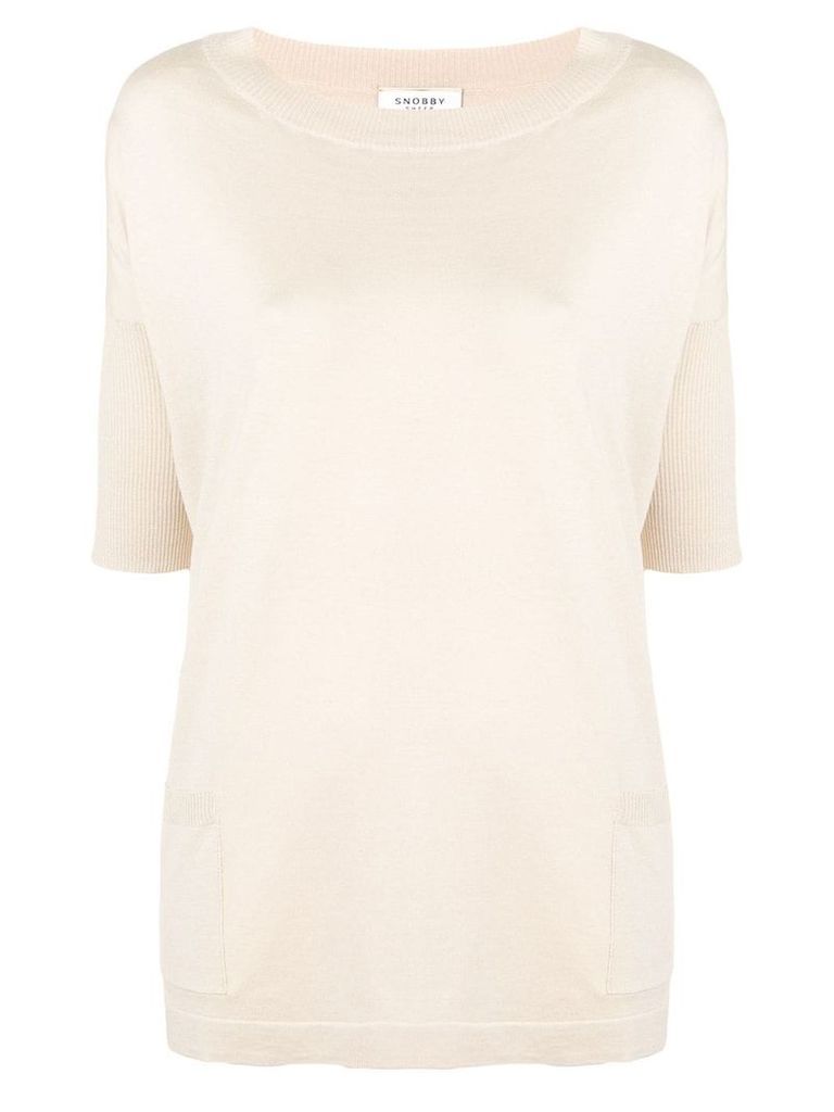 Snobby Sheep short-sleeved knitted top - Neutrals