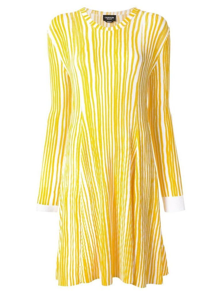 Calvin Klein 205W39nyc striped pleated dress - Yellow