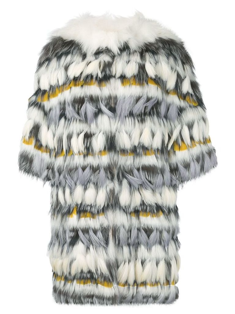 Yves Salomon fur and feather coat - White