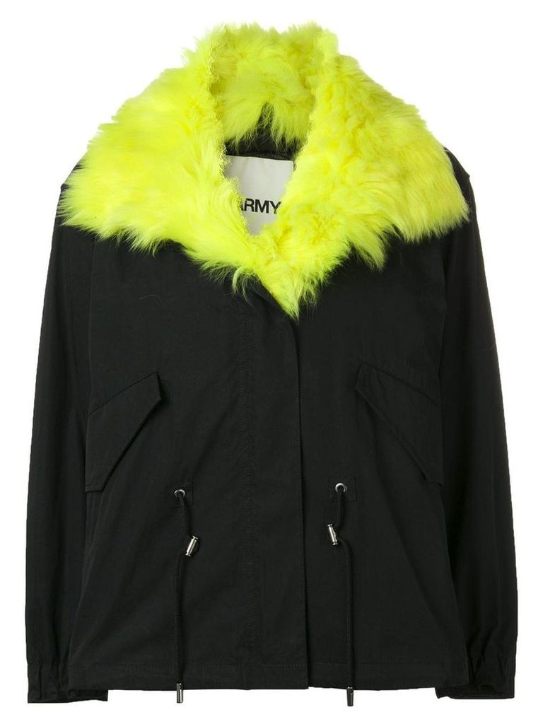 Yves Salomon Army short parka with fox fur collar - Blue