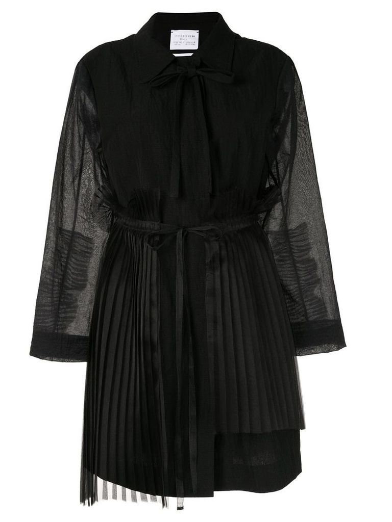 Shanshan Ruan pleated detail coat - Black