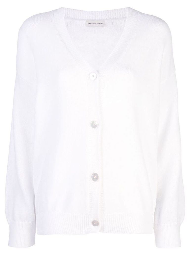 Mansur Gavriel long-sleeve fitted cardigan - White