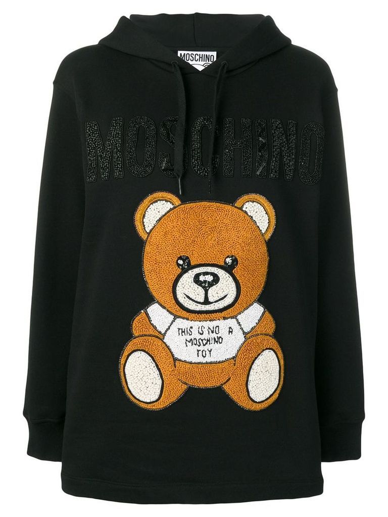 Moschino teddy applique hoodie - Black