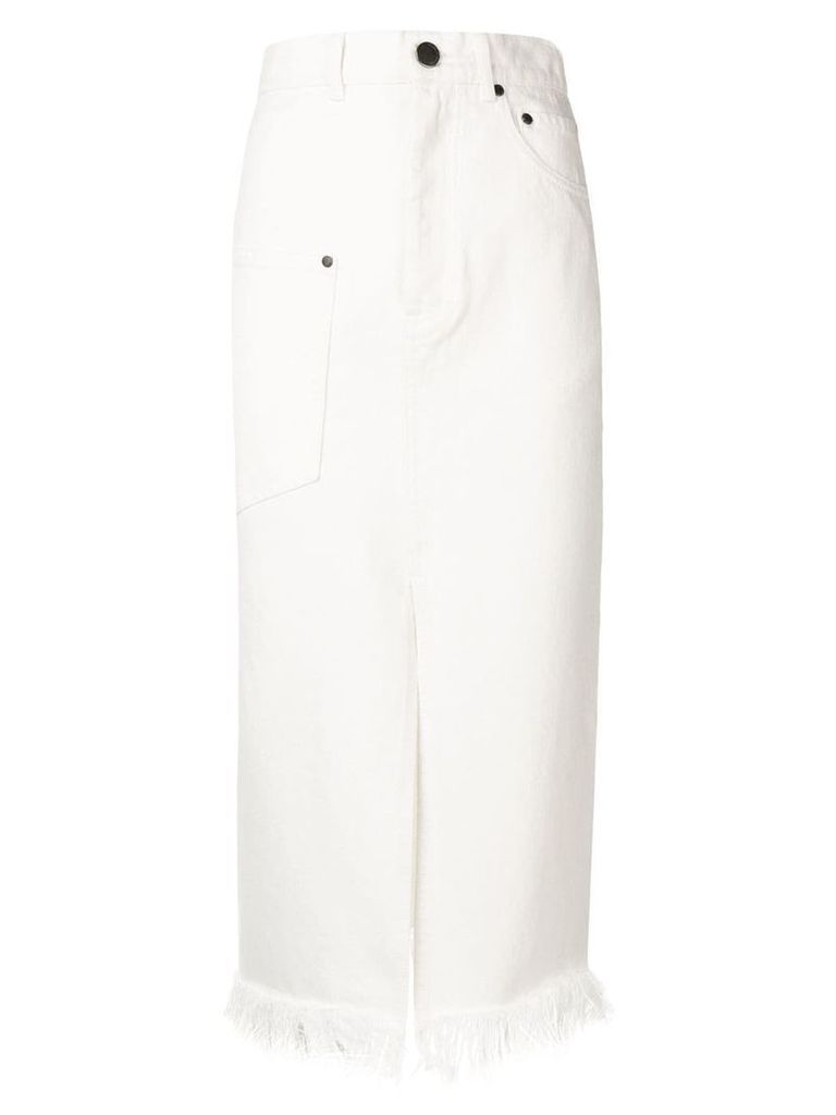House of Holland frayed-hem midi skirt - White