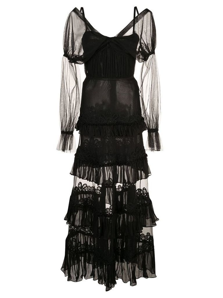 Jonathan Simkhai lace tulle ruffle dress - Black