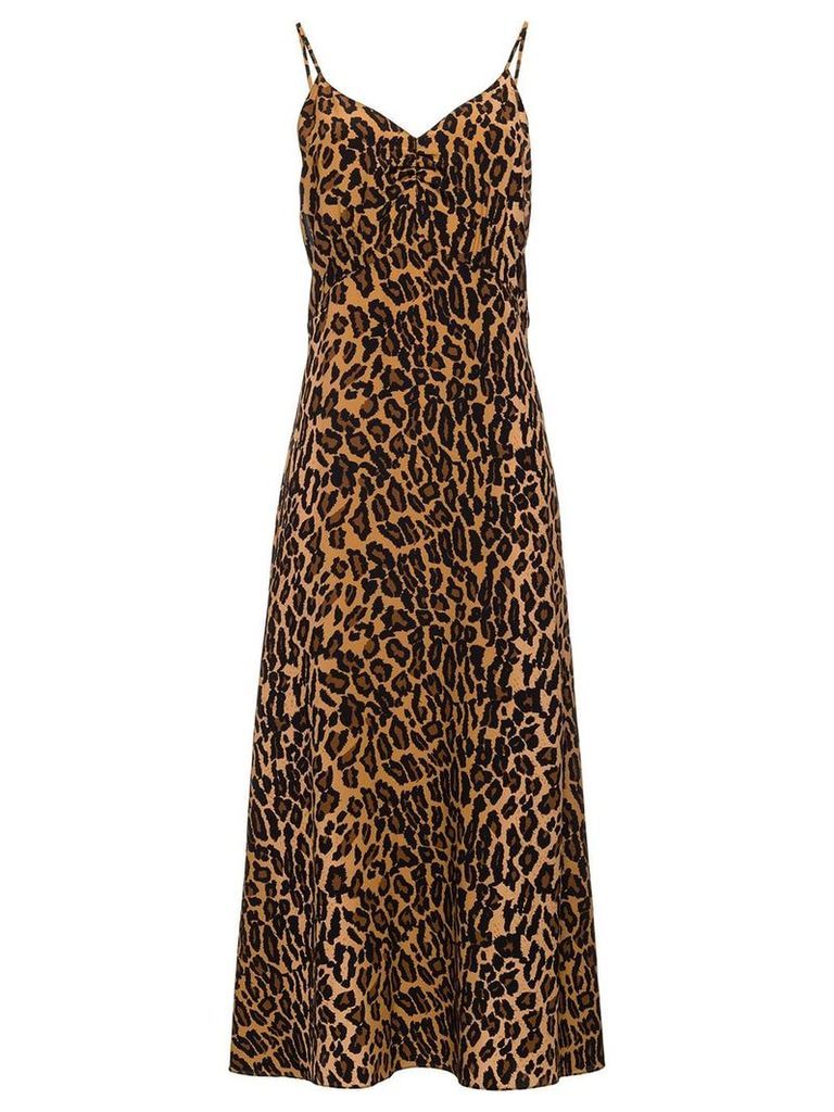 Miu Miu leopard print plunge back dress - Brown