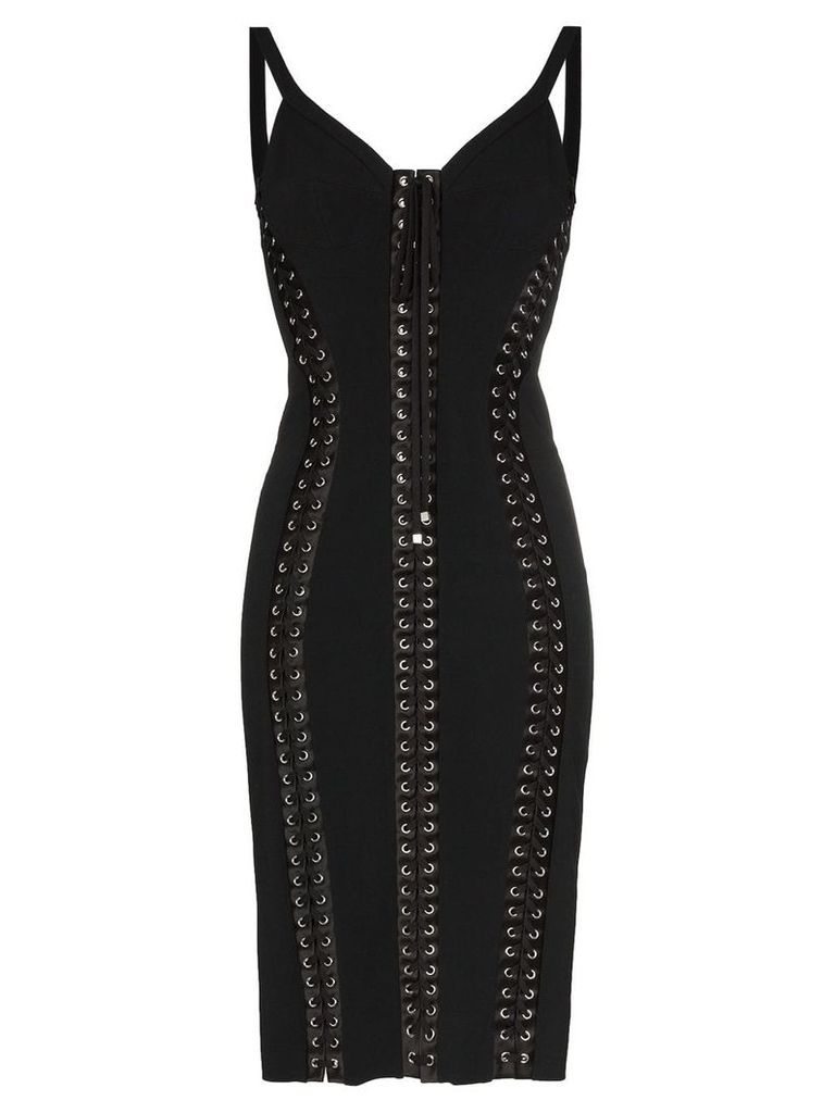 Dolce & Gabbana Cady sleeveless lace-up bodycon dress - Black