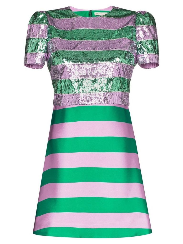 Mary Katrantzou sequin-embellished striped silk mini-dress - Green