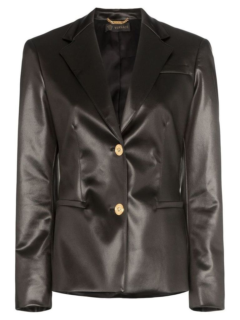 Versace Fitted faux leather blazer jacket - Black