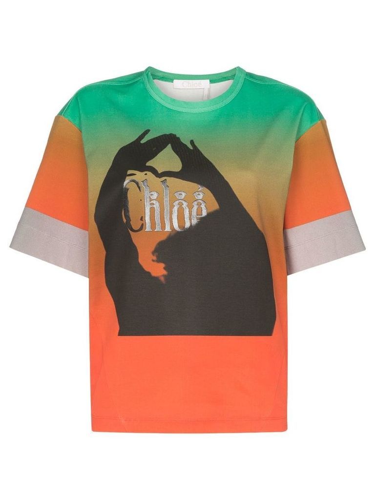Chloé Graphic print ombre cotton T-shirt - Green