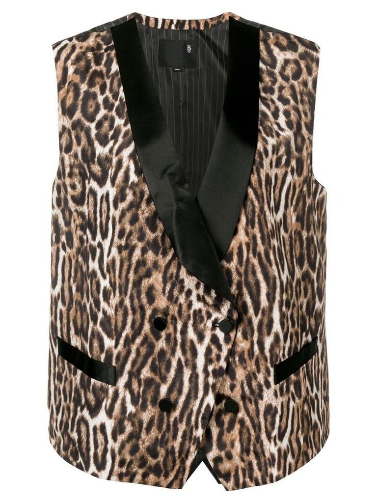 R13 leopard print waistcoat - Brown