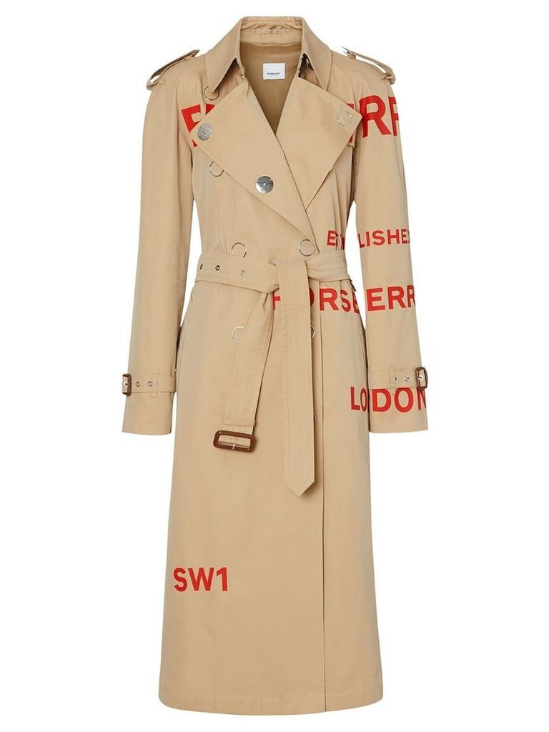 Burberry Horseferry print trench coat - NEUTRALS