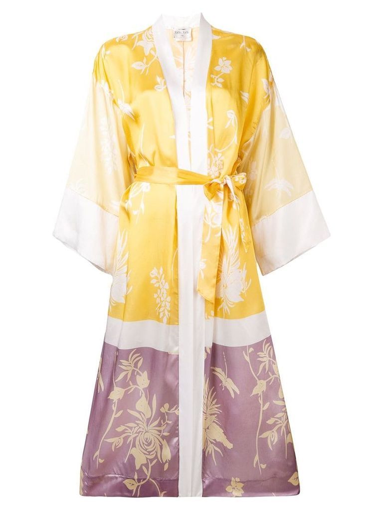 Forte Forte floral-print satin kimono - Yellow