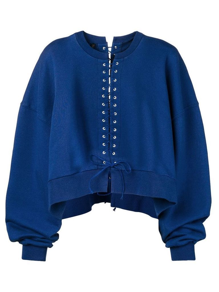 UNRAVEL PROJECT lace-up oversized sweatshirt - Blue