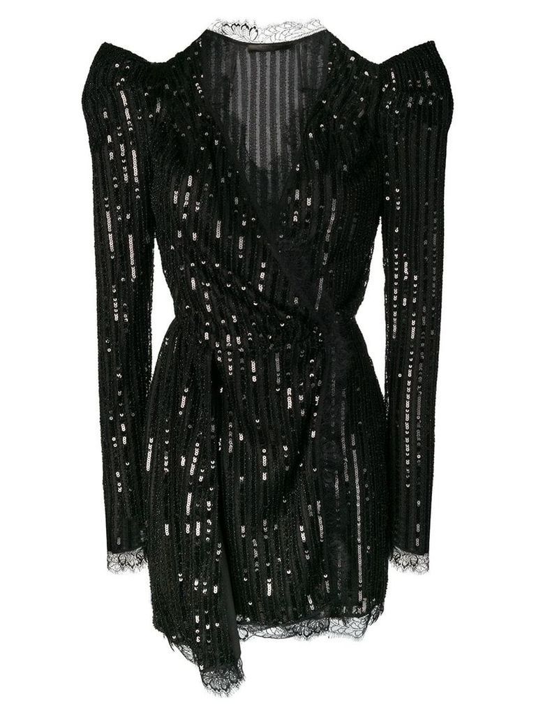 Amen structured shoulder mini dress - Black