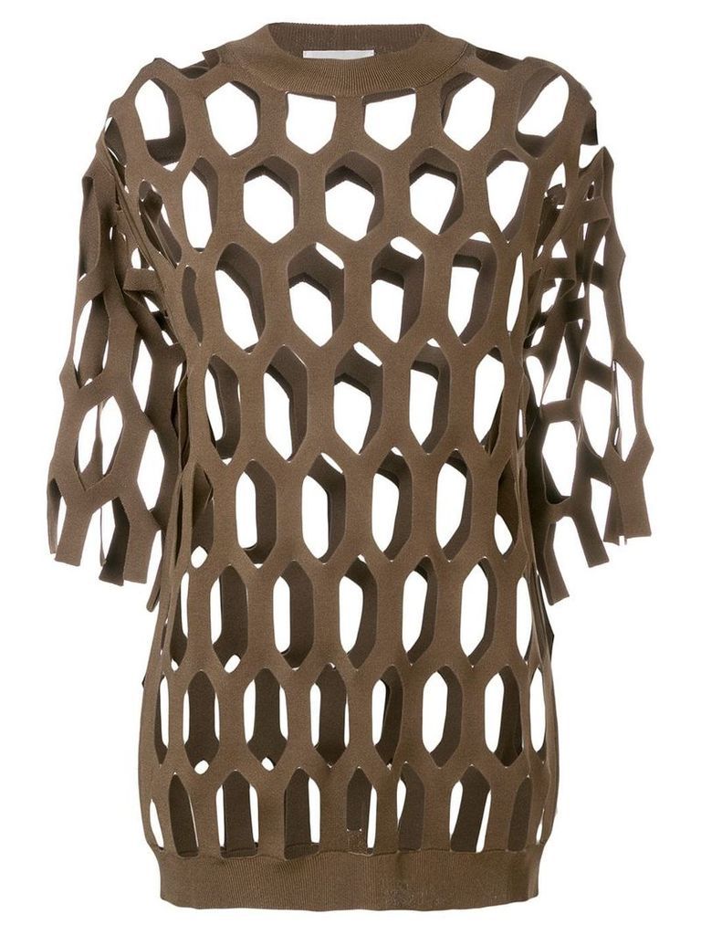 Sonia Rykiel cut out knitted top - Brown