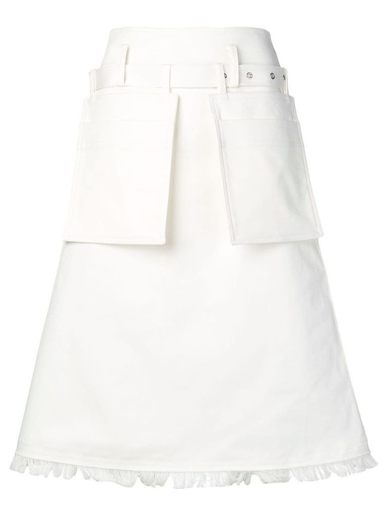 Eudon Choi A-line fringed skirt - White