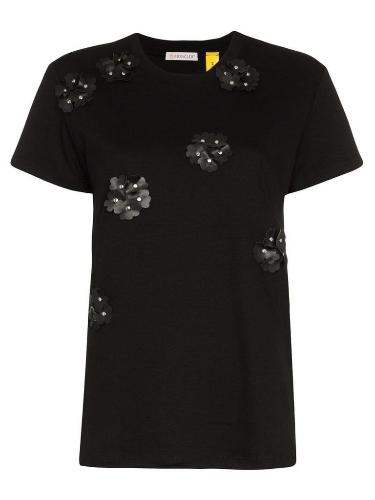 Moncler studded floral cotton t-shirt - Black