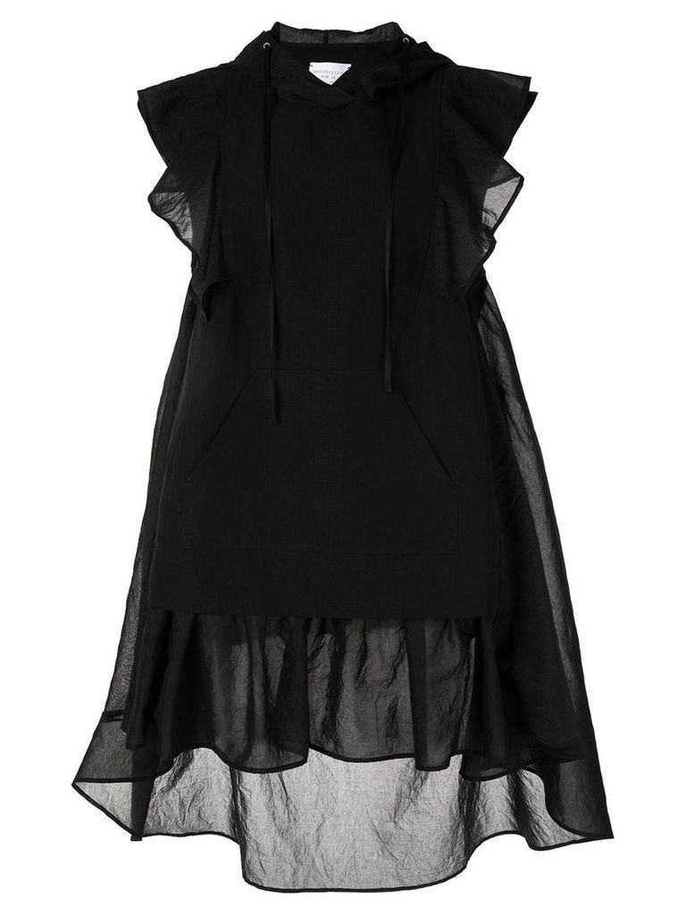Shanshan Ruan ruffle trimmed dress - Black