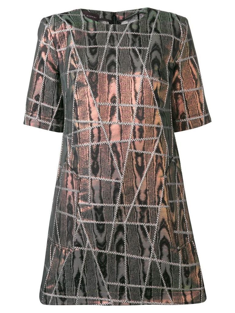 Talbot Runhof iridescent geometric stitched dress - PINK