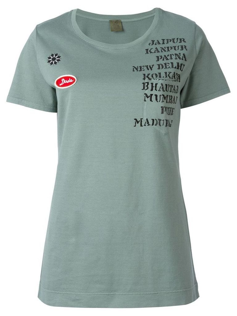 Mr & Mrs Italy embellished print patch T-shirt - Green