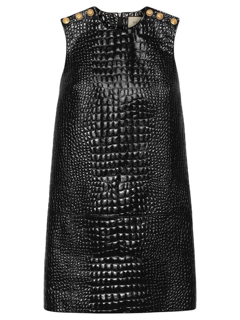 Gucci Crocodile print leather dress - Black