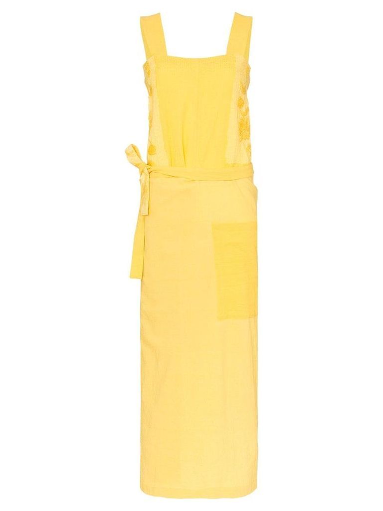 By Walid Shirley embroidered wrap-panel dress - Yellow