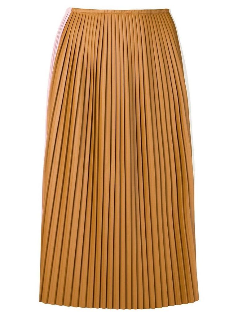 Plan C contrast panel pleated skirt - Brown