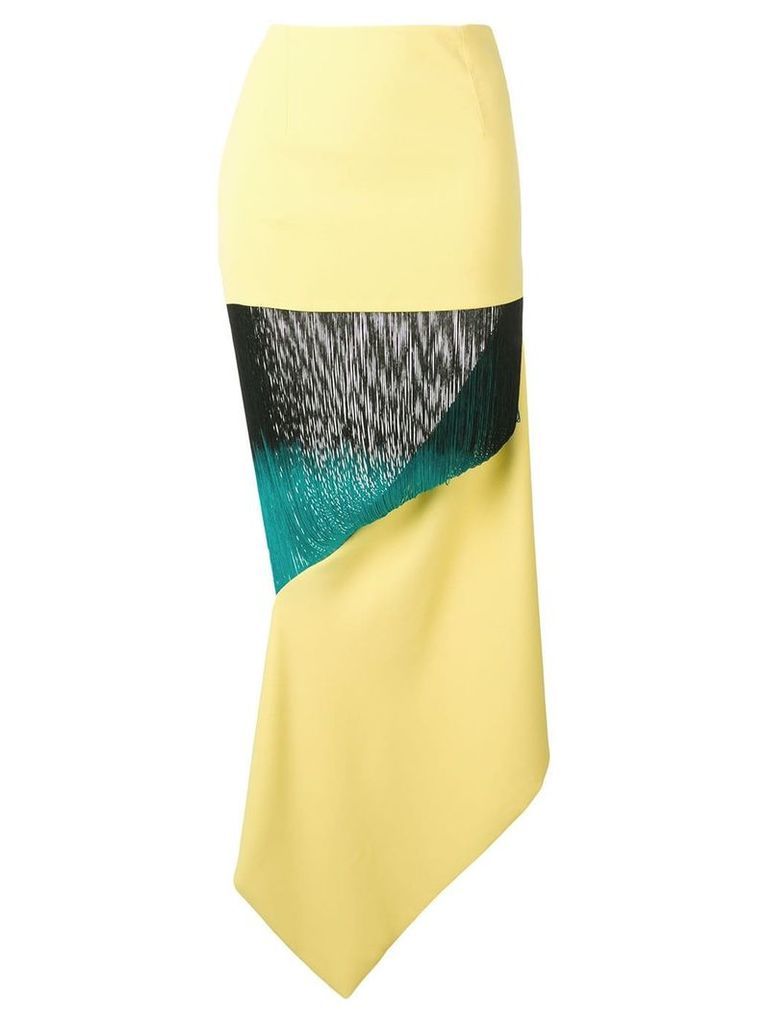 George Keburia panelled fringed skirt - Yellow