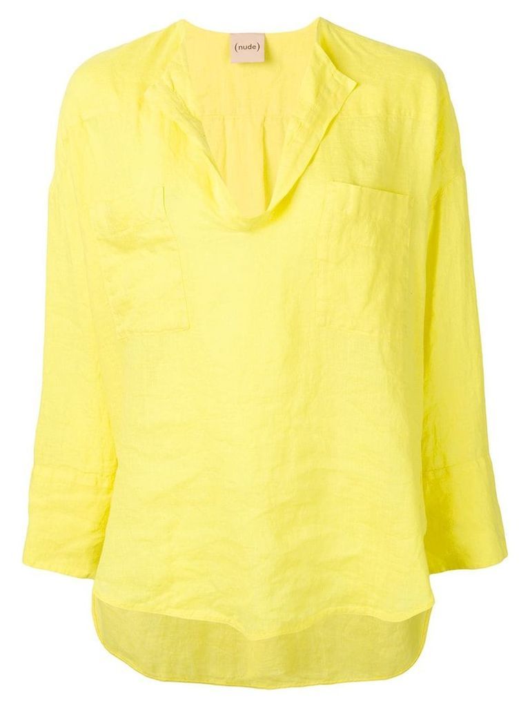 Nude chest pocket blouse - Yellow
