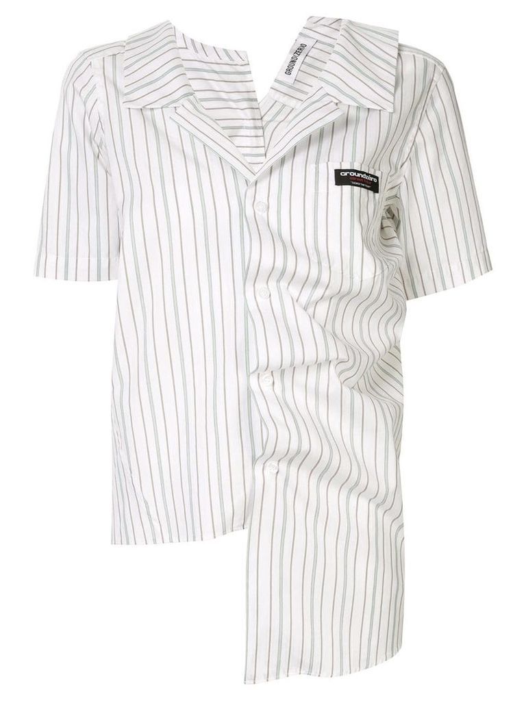 Ground Zero irregular draped striped shirt - White