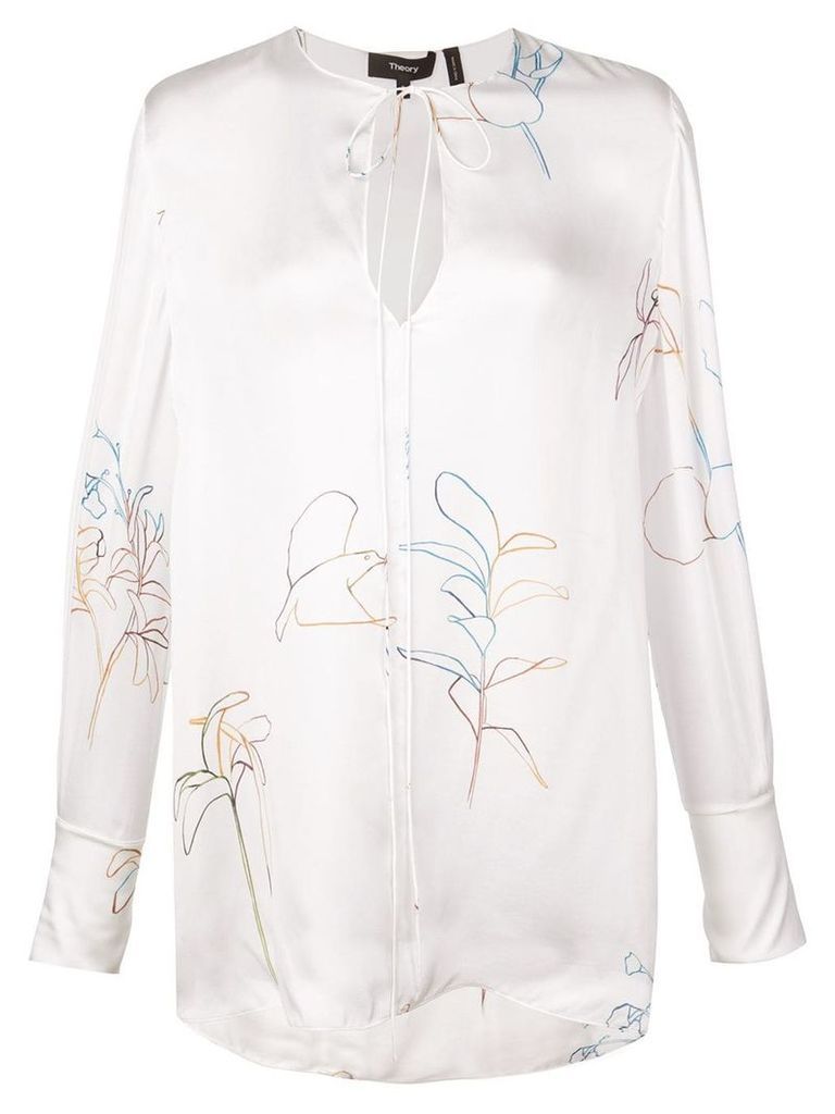 Theory printed fluid tunic - White