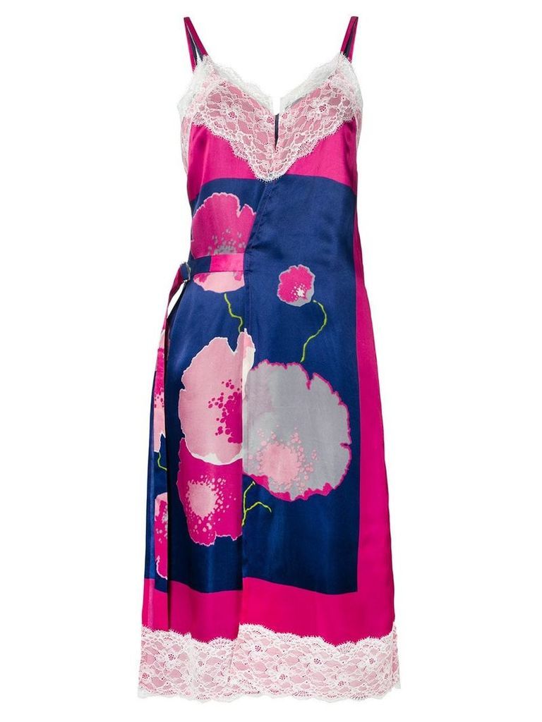 Junya Watanabe floral print slip dress - Blue